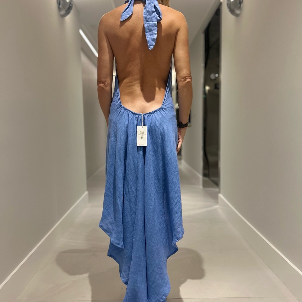 Blanco de Ibiza by Isabel Tavares Backless Blue Halter Dress NWT